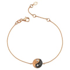 Yin Yang Bracelet in 14K Rose Gold with Black Diamond by Selda Jewellery