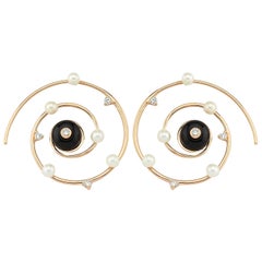 Yin Yang, große Ohrringe aus 14 Karat Roségold mit Diamanten von Selda Jewellery