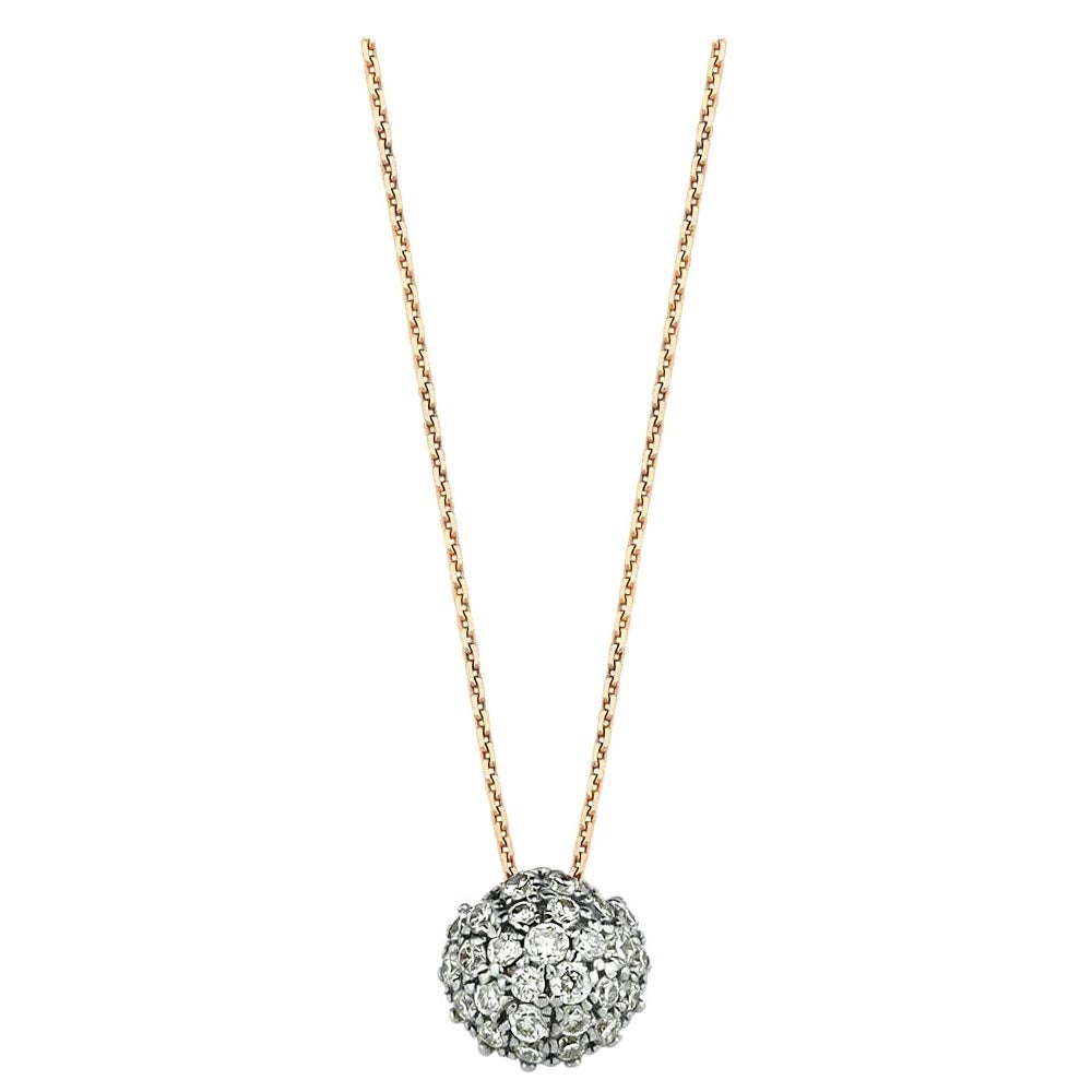 Round White Diamond Necklace in 14K Rose Gold by Selda Jewellery