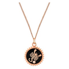 Scorpio Necklace Black Enamel & White Diamond by Selda Jewellery