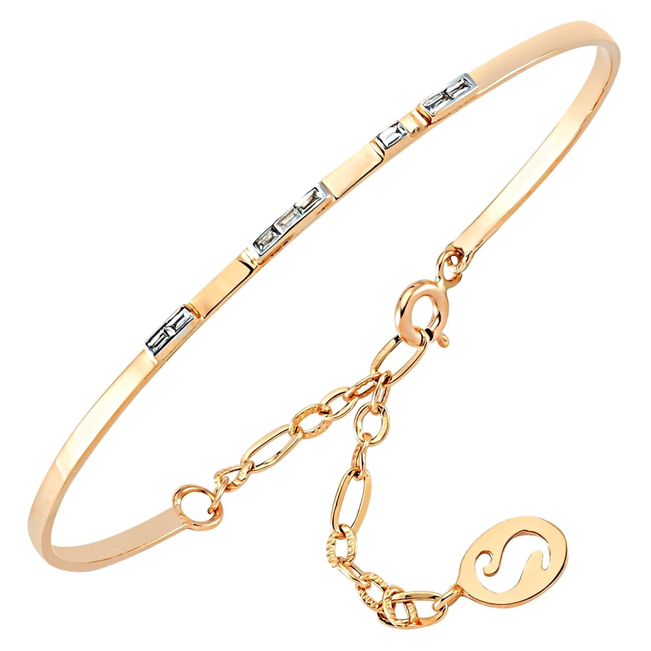 Bracelet in 14K Rose Gold with White Baguette Diamond by Selda Jewellery