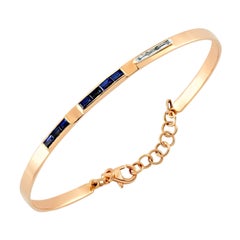 Selda Jewellery Bracelet in 14K Rose Gold with White Baguette Diamond & Sapphire