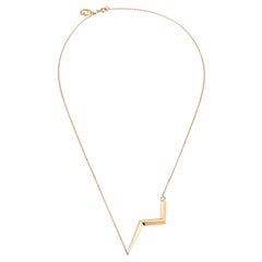 Side White Diamond Lightning Necklace in 14K Rose Gold by Selda Jewellery