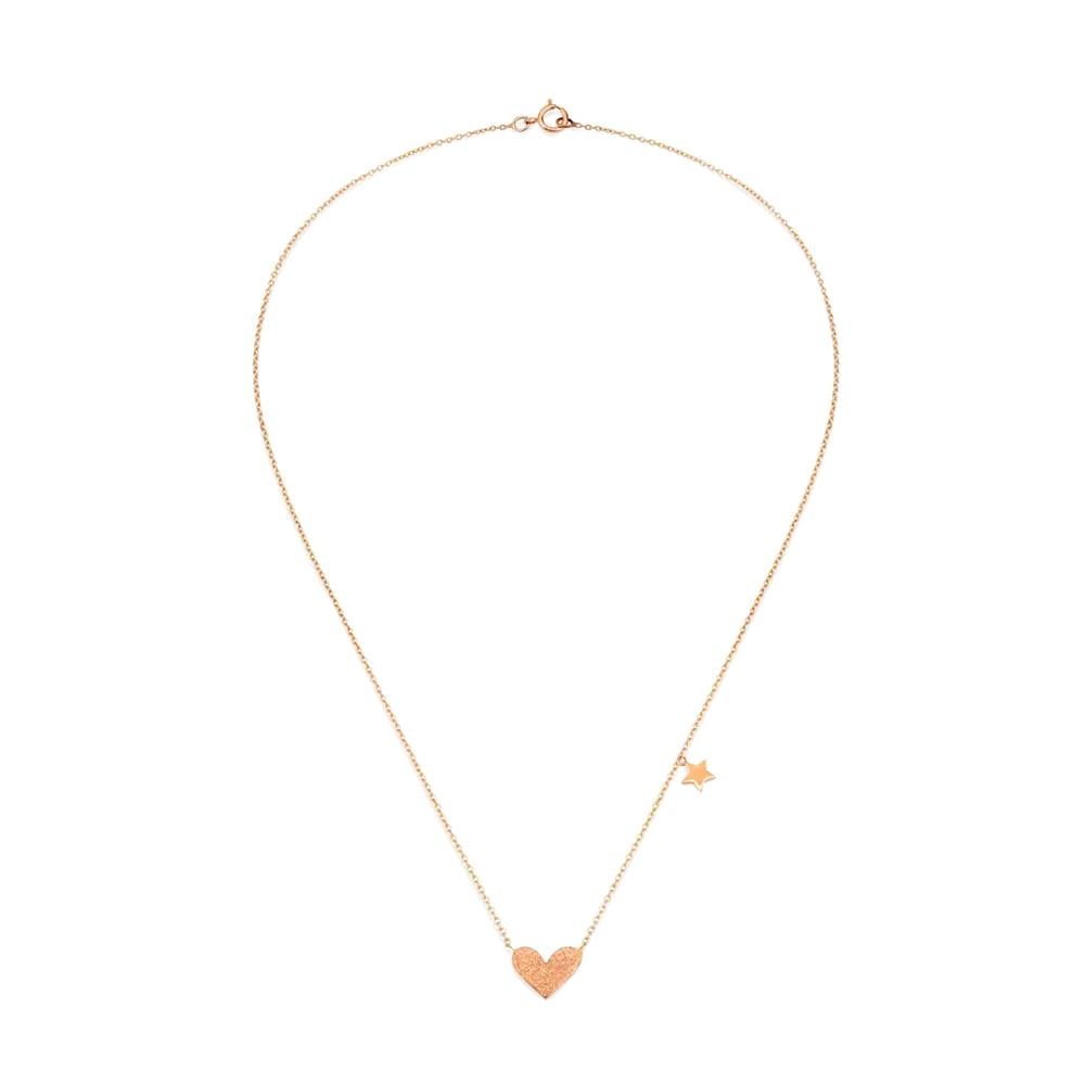 Simple Heart & Star Necklace in 14K Rose Gold by Selda Jewellery For Sale