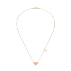 Collier simple cœur et étoile en or rose 14K par Selda Jewellery