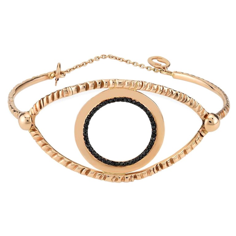 Evil Eye Bracelet in 14K Rose Gold with Black Diamond by Selda Jewellery  For Sale at 1stDibs