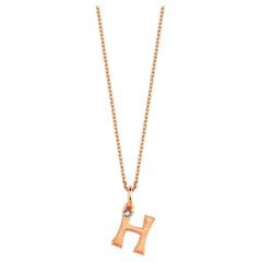 H Small Necklace in 14K Rose Gold with 0.01ct White Diamond by Selda Jewellery