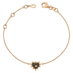 Heart Bracelet in 14K Rose Gold with Black Diamond by Selda Jewellery
