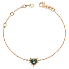 Heart Bracelet in 14K Rose Gold with Blue Diamond by Selda Jewellery