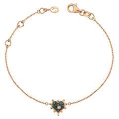 Bracciale a cuore in oro rosa 14K con diamante blu di Selda Jewellery