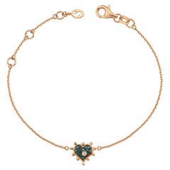 Herzarmband aus 14 Karat Roségold mit blauem Diamanten von Selda Jewellery