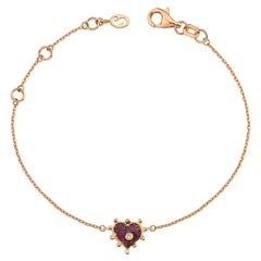 Heart Bracelet in 14K Rose Gold with Pink Sapphire by Selda Jewellery