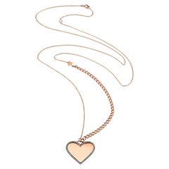 Selda Jewellery Herz-Halskette aus 14K Roségold mit Retro-Kette und weißen Diamanten
