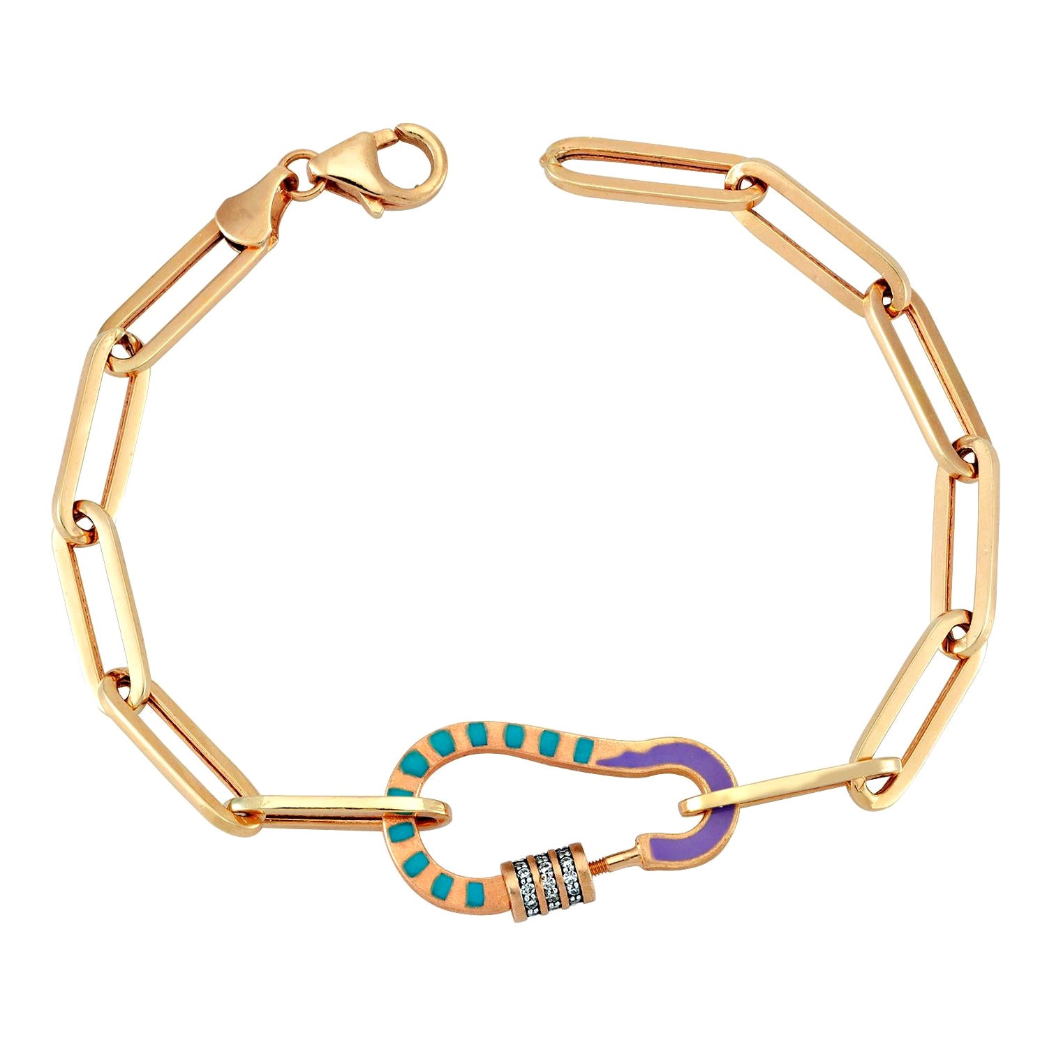 Lock Bracelet in 14K Rose Gold by Selda Jewellery For Sale