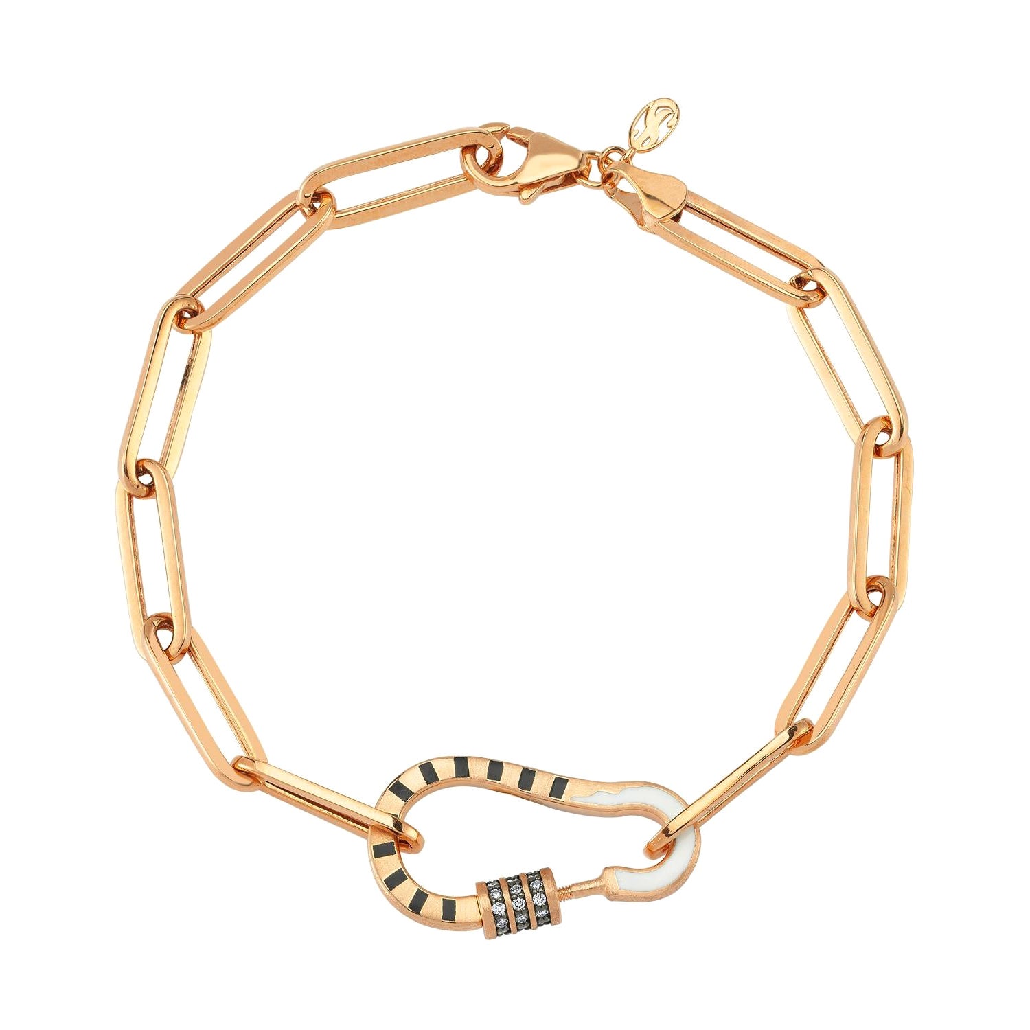 Lock Bracelet in 14K Rose Gold with 0.14ct White Diamond by Selda Jewellery