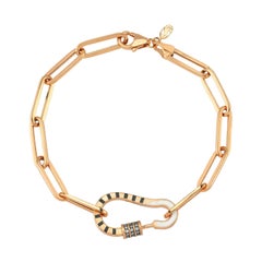 Lock Bracelet in 14K Rose Gold with 0.14ct White Diamond by Selda Jewellery
