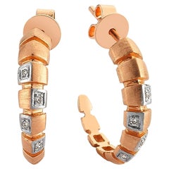 Ohopa Hoop Earrings in 14k Rose Gold with White Diamond by Selda Jewellery