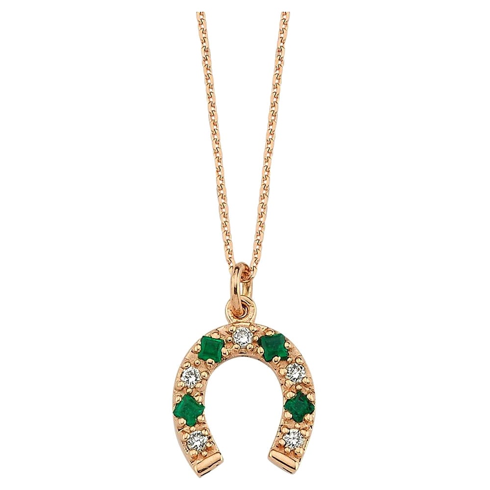 Collar Herradura de Oro Rosa de 14 K con Diamante Blanco de 0,06 ct por Selda Jewellery en venta