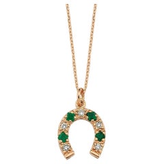 Collar Herradura de Oro Rosa de 14 K con Diamante Blanco de 0,06 ct por Selda Jewellery