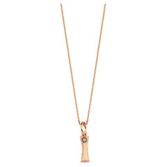 I Small Necklace in 14K Rose Gold with 0.01ct White Diamond by Selda Jewellery