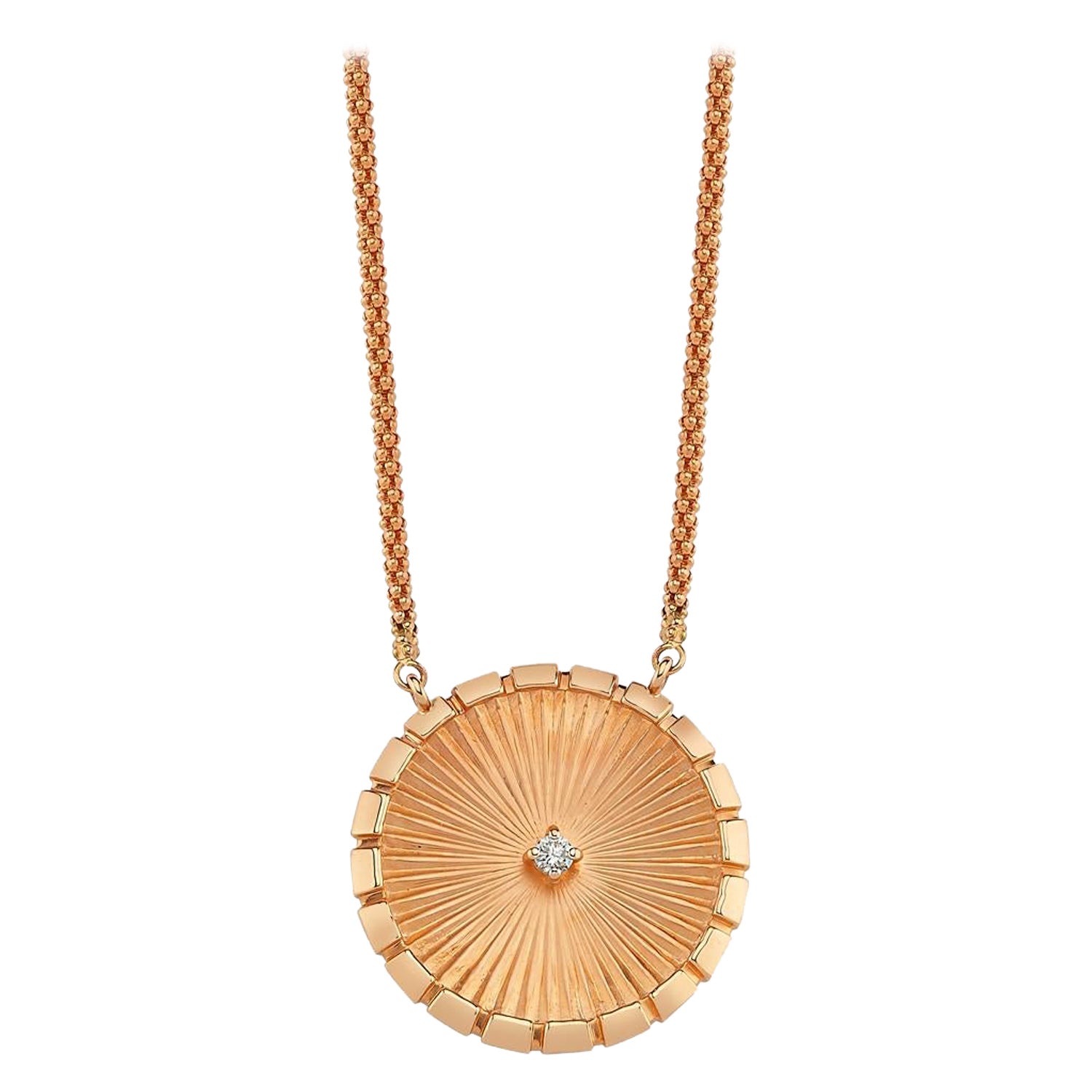 Kashchei Medallion Medium Necklace in 14K Rose Gold by Selda Jewellery For Sale