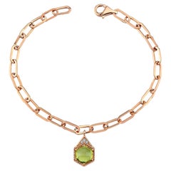 Bracciale con pietra di peridoto in oro rosa 14K, agosto di Selda Jewellery