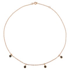 14K Rose Gold Necklace with 0.12ct Black Diamond in by Selda Jewellery