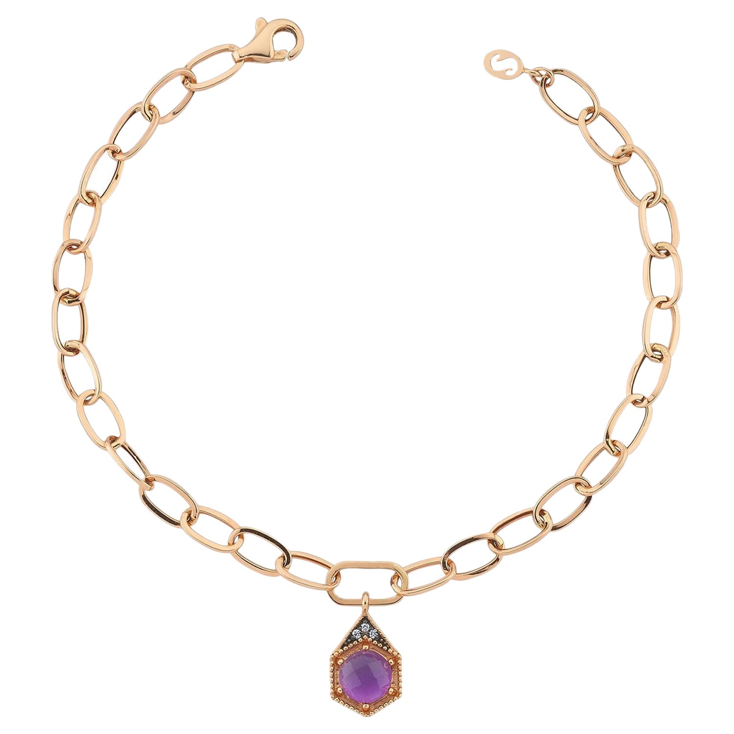 Amethyst Birthstone Bracelet in 14K Rose Gold-February by Selda Jewellery For Sale