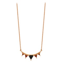 Catch You Necklace with Red Enamel & Onyx in 14K Rose Gold by Selda Jewellery