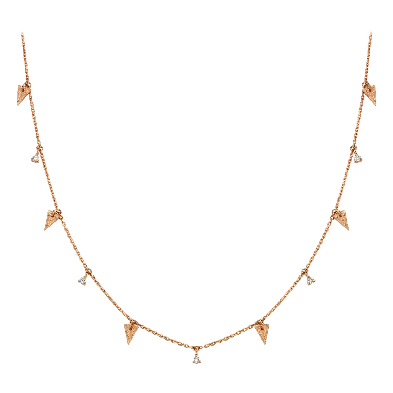 Catch You Seed Neclace in 14K Rose Gold with White Diamond by Selda Jewellery