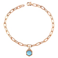 Blue Topaz Birthstone Bracelet in 14K Rose Gold, December by Selda Jewellery