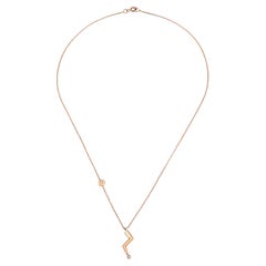 Single White Diamond Small Lightning Necklace in Rose Gold by Selda Jewellery