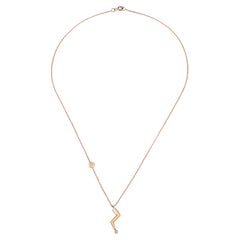 Collar Relámpago Pequeño con un Diamante Blanco en Oro Rosa de Selda Jewellery