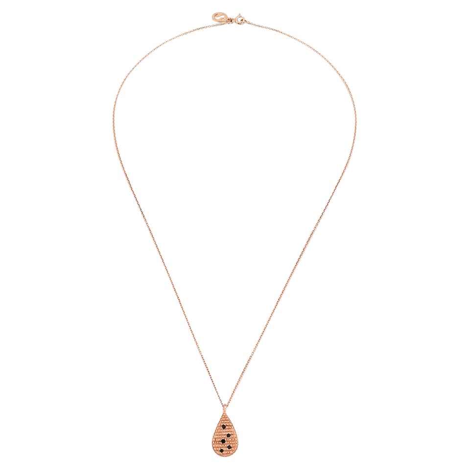 Smoky Quartz Rain Drop Necklace in 14k Rose Gold by Selda Jewellery For Sale