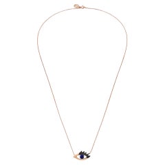 Evil Eye Necklace with Blue Sapphire and Black Diamond by Selda Jewellery