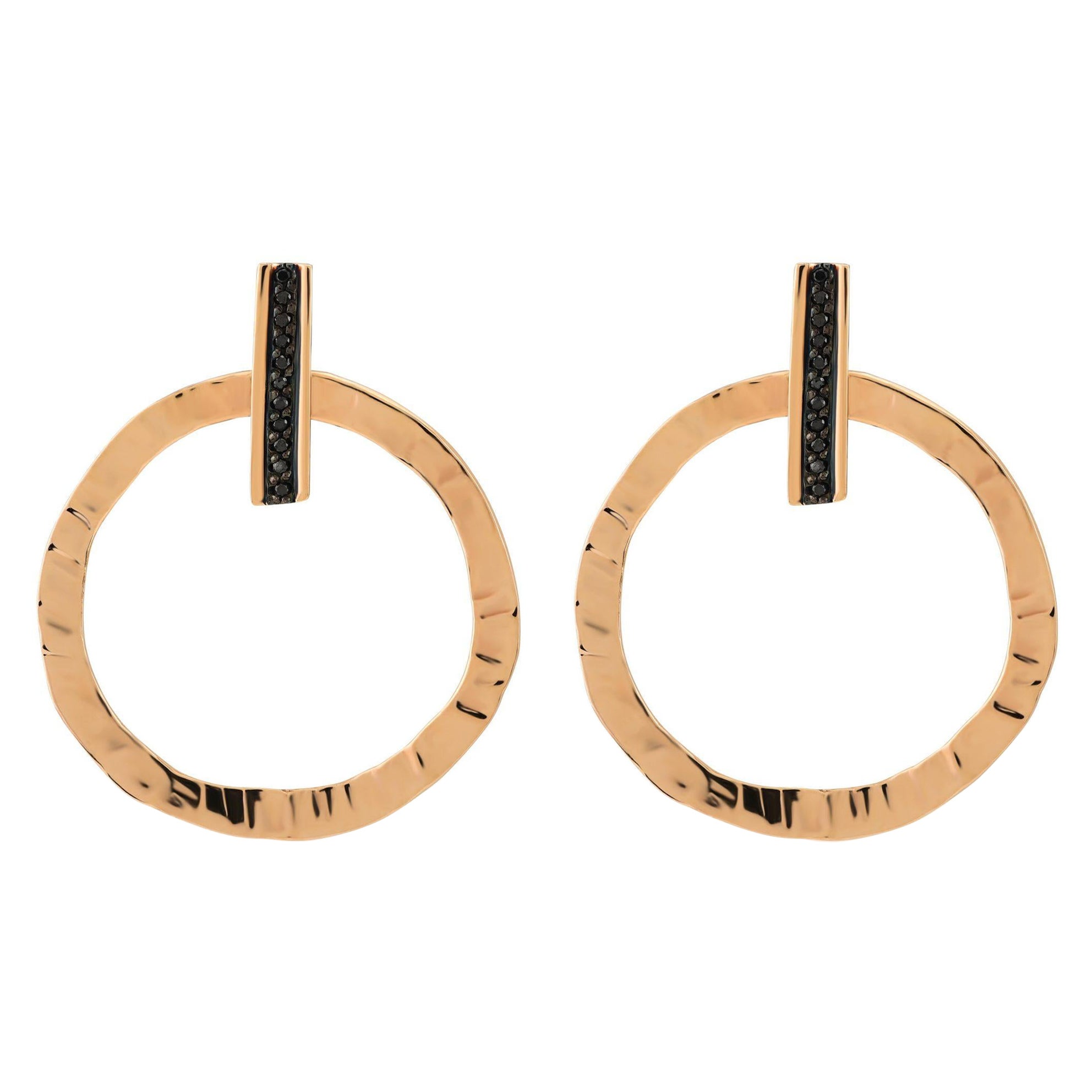 Black Diamond Earrings with 14k Rose Gold by Selda Jewellery