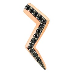 Black Diamond Lightning Stud Earring 'Single' in Rose Gold by Selda Jewellery