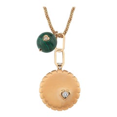 Kashchei Medallion with Malachite Necklace in 14K Rose Gold by Selda Jewellery