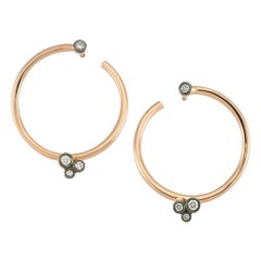 Selda Jewellery Boucles d'oreilles créoles en or rose 14 carats avec diamants blancs