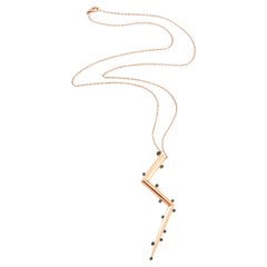 Long Lightning Necklace with Black Diamond in 14K Rose Gold