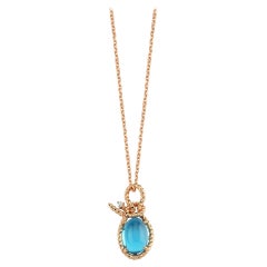 Lora Blue Topaz Rope Necklace in 14k Rose Gold by Selda Jewellery