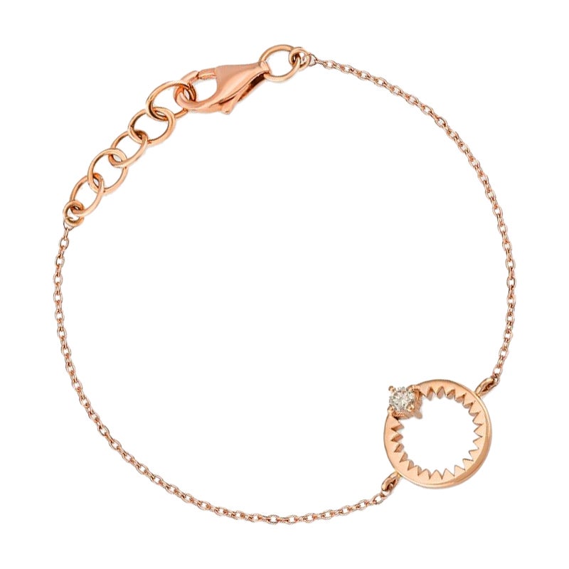 Catch You Circle Bracelet in 14K Rose Gold with White Diamond by Selda Jewellery For Sale