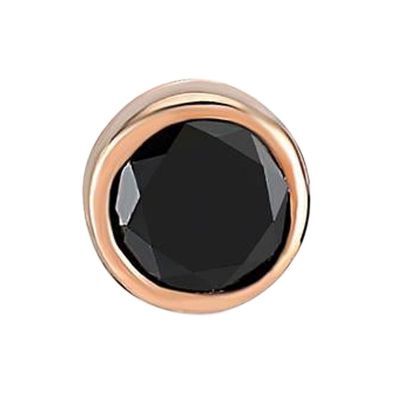 Single Stone Black Diamond Piercing in 14k Rose Gold by Selda Jewellery For Sale