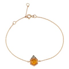 Citrine Birthstone Thin Bracelet in 14K Rose Gold, November by Selda Jewellery