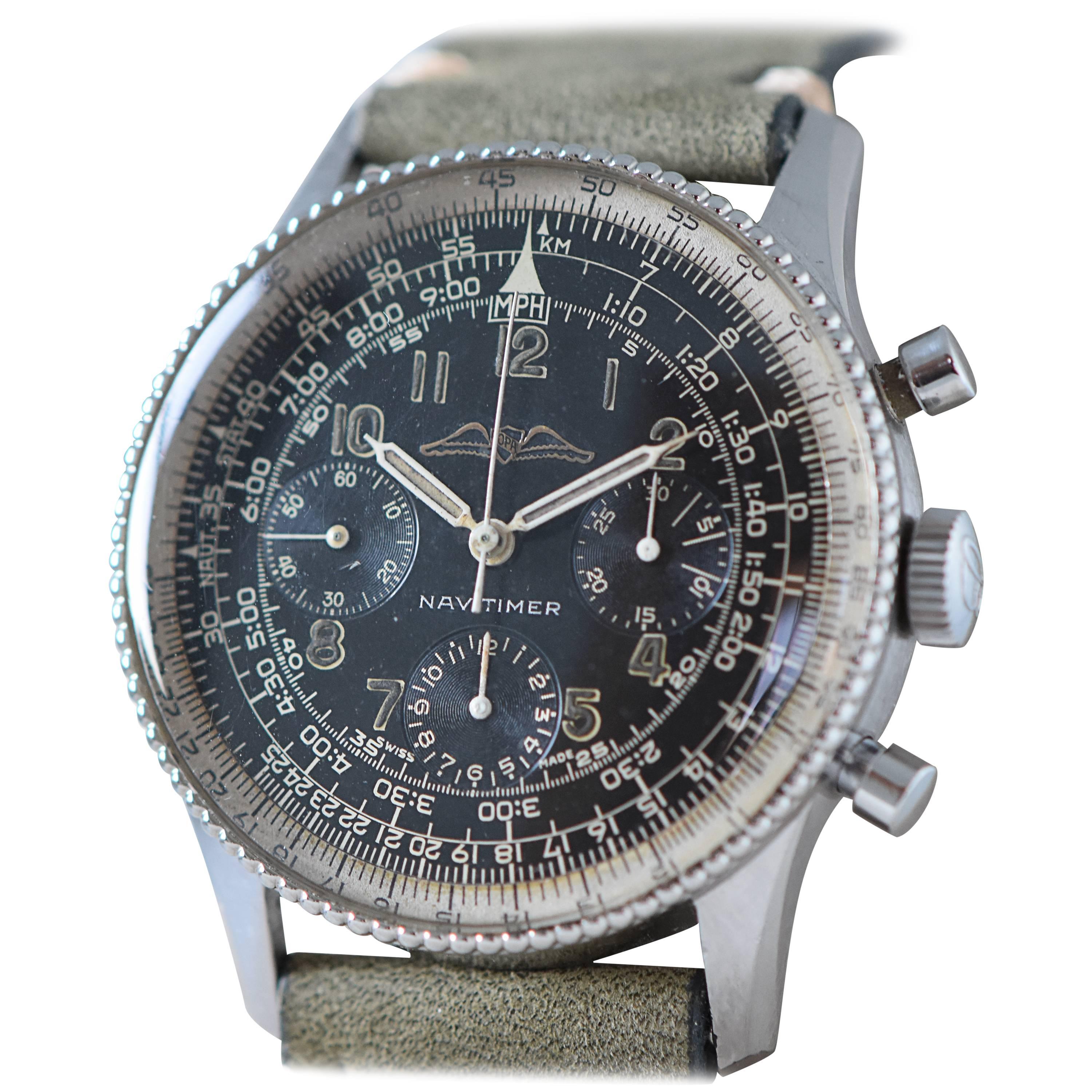 Breitling Stainless Steel Navitimer AOPA logo Wristwatch