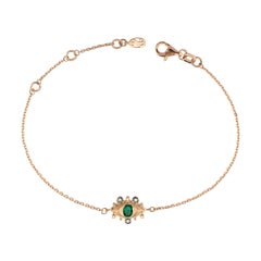 Dragon Eye Emerald Chain Bracelet in 14K Rose Gold by Selda Jewellery