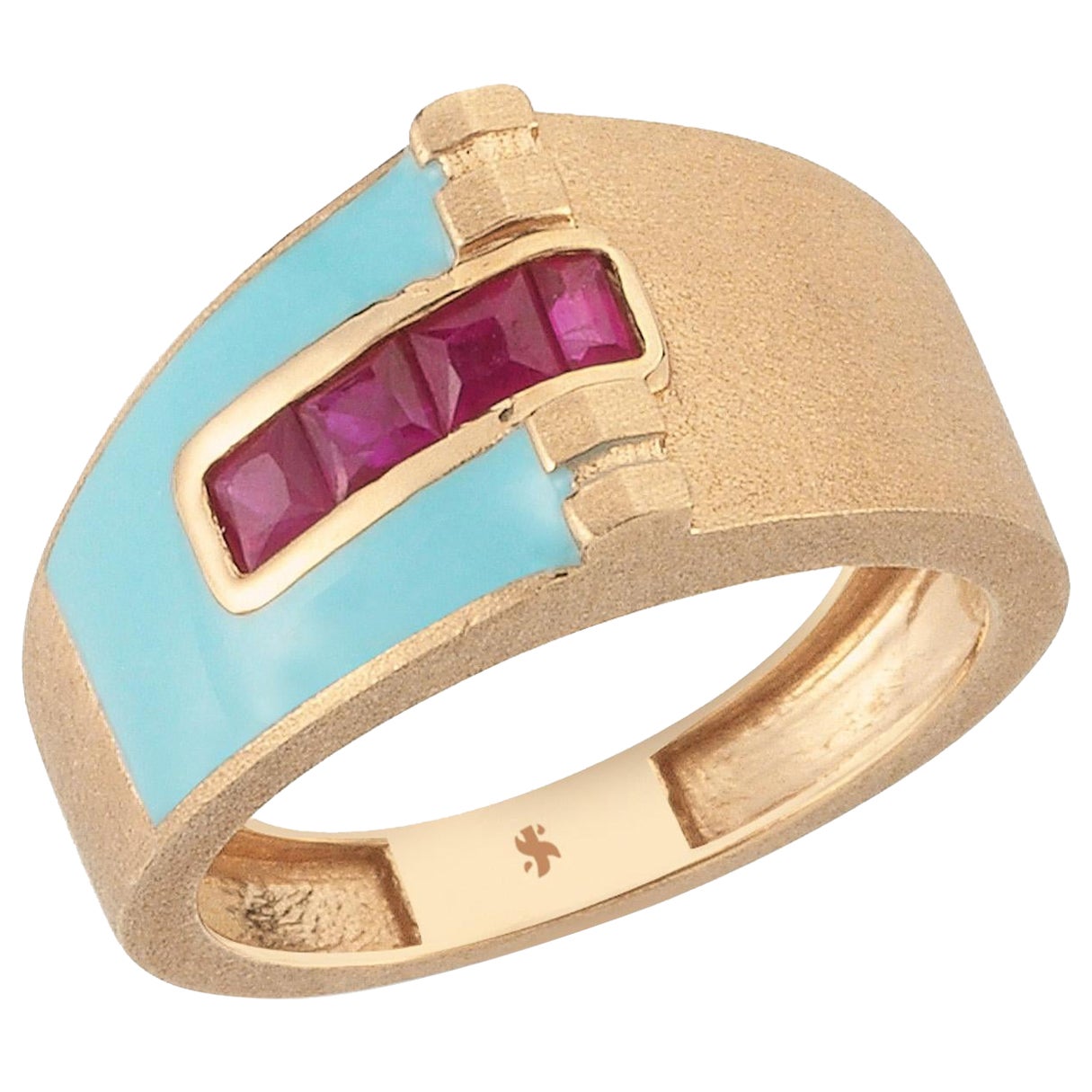Drauga Sparrow Finger Ring in 14k Pink Gold with Ruby