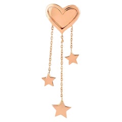 Boucle d'oreille coeur avec trois étoiles 'Single' en or rose 14k par Selda Jewellery