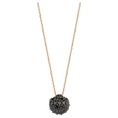 Round Black Diamond Necklace in 14K Rose Gold by Selda Jewellery