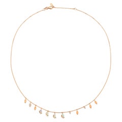 Halskette mit Saatperlen von Selda Jewellery, Weißer Opal im Marquise-Schliff in 14K Roségold